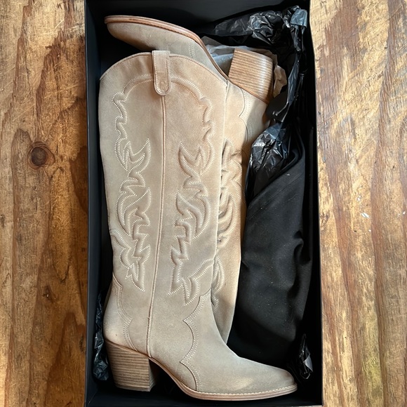 MAJE EMBROIDERED LEATHER COWBOY BOOTS